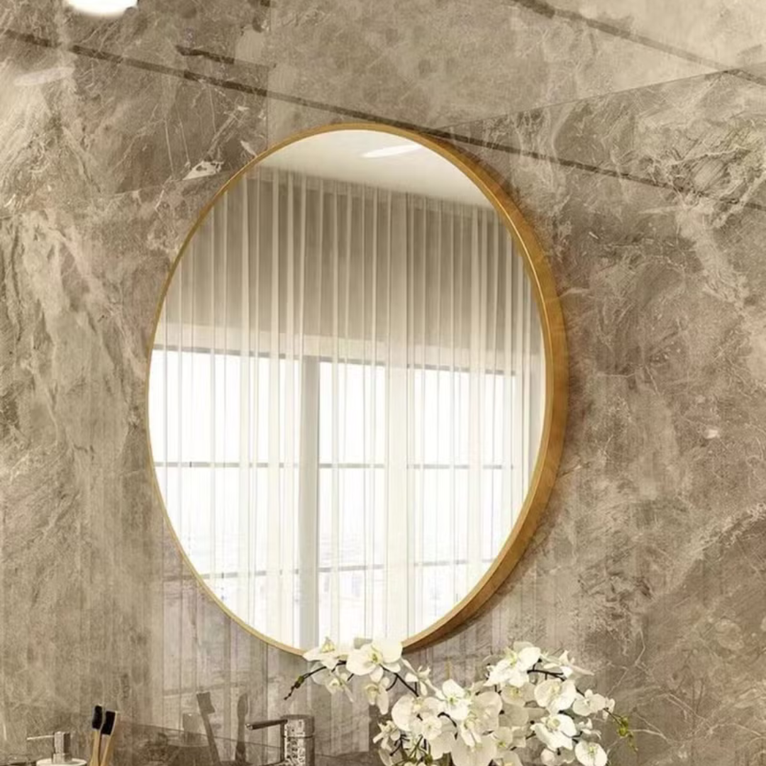 Aluminum Bathroom Mirror Toilet Wall Hanging Mirror Toilet Mirror, Style Round Mirror