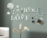 26 Pieces Acrylic 3D Wall Decor Home Sign & Love Letters and Round Shaped,DIY Mirror Effect Wall Decals Removable Decor for Living Room Bedroom TV Background,Modern Fashion Home Decoration